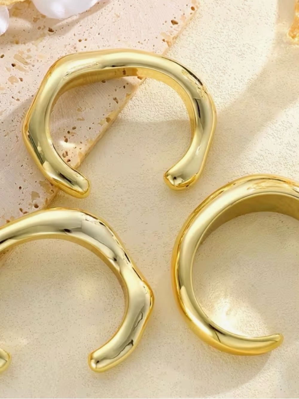 Gold Cuff Bracelet - Sleek Sculpted Women's Jewelry